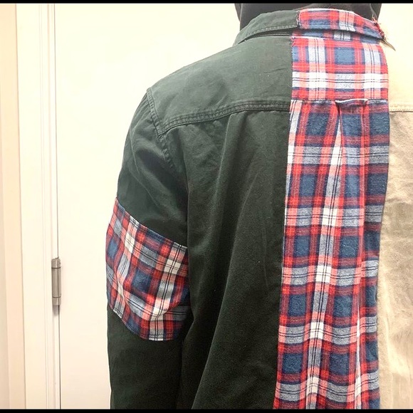 Unisex Up-cycled Patchwork Button-Up - Picture 1 of 5